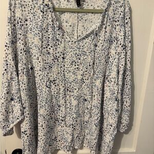 Lane Bryant Black and White Boxy Blouse